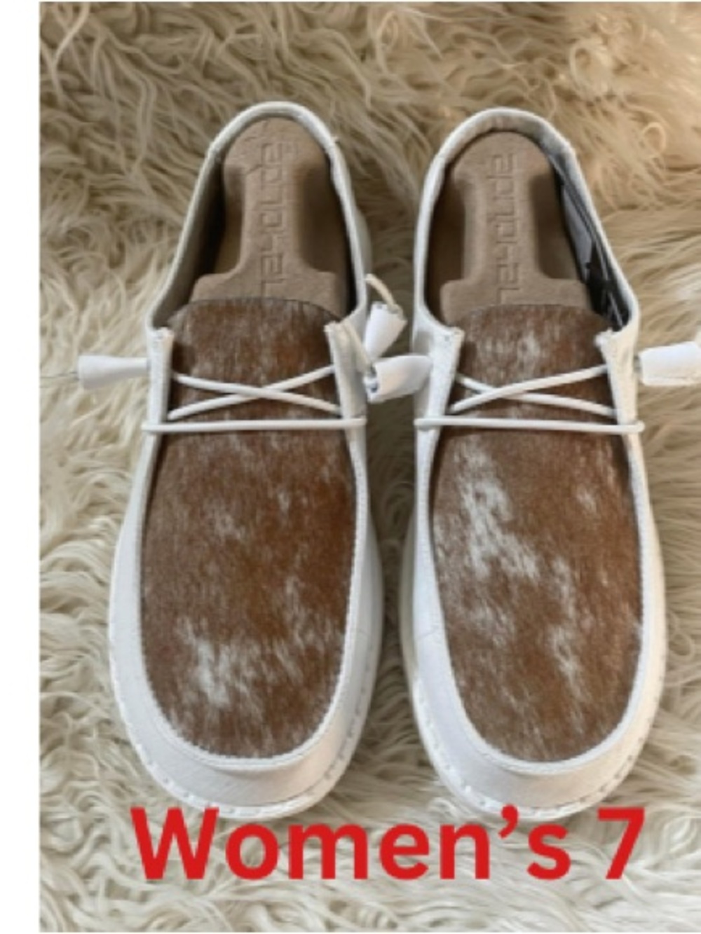 Hey Dude Women’s Boat Shoes in Brown and White